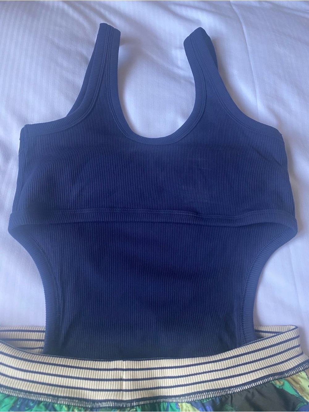 aerie Navy Ribbed Tank with Tropical Print Skirt - Picture 5 of 7